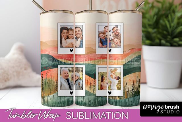 Photo Tumbler Wrap, Boho Family Frame Tumbler Sublimation Sublimation OrangeBrushStudio 