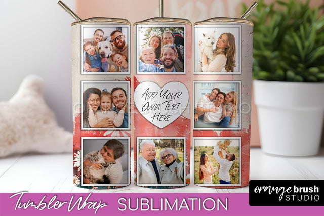 Photo Tumbler Wrap, Boho Family Frame Tumbler Sublimation Sublimation OrangeBrushStudio 