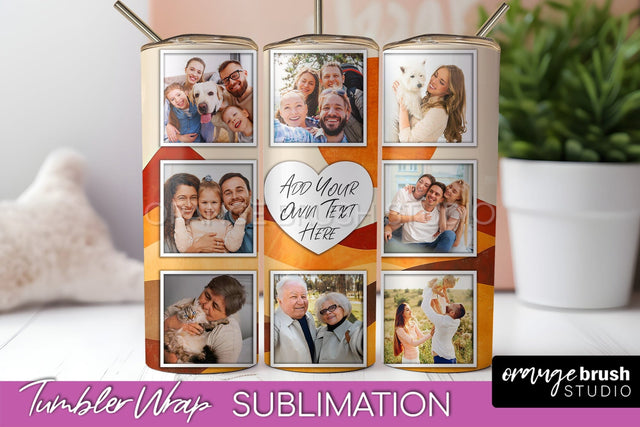 Photo Tumbler Wrap, Boho Family Frame Tumbler Sublimation Sublimation OrangeBrushStudio 