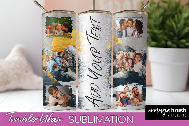 Photo Tumbler Wrap, Boho Family Frame Tumbler Sublimation Sublimation OrangeBrushStudio 