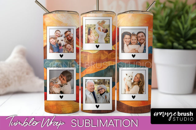 Photo Tumbler Wrap, Boho Family Frame Tumbler Sublimation Sublimation OrangeBrushStudio 