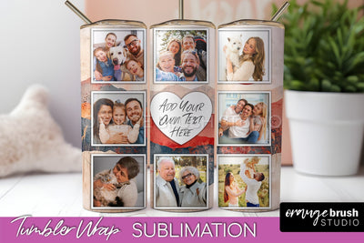 Photo Tumbler Wrap, Boho Family Frame Tumbler Sublimation Sublimation OrangeBrushStudio 