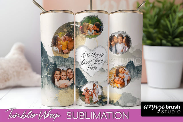 Photo Tumbler Wrap, Boho Family Frame Tumbler Sublimation Sublimation OrangeBrushStudio 