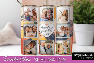 Photo Tumbler Wrap, Boho Family Frame Tumbler Sublimation Sublimation OrangeBrushStudio 