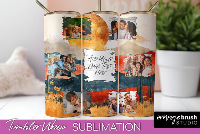 Photo Tumbler Wrap, Boho Family Frame Tumbler Sublimation Sublimation OrangeBrushStudio 