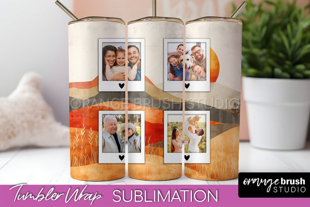 Photo Tumbler Wrap, Boho Family Frame Tumbler Sublimation Sublimation OrangeBrushStudio 