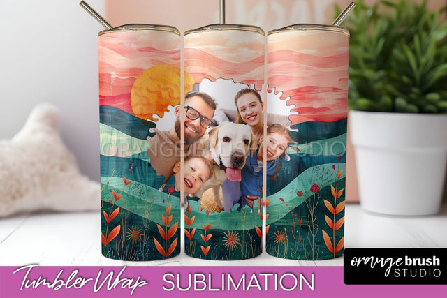 Photo Tumbler Wrap, Boho Family Frame Tumbler Sublimation Sublimation OrangeBrushStudio 