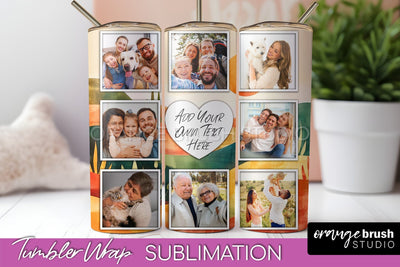 Photo Tumbler Wrap, Boho Family Frame Tumbler Sublimation Sublimation OrangeBrushStudio 