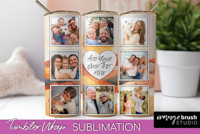 Photo Tumbler Wrap, Boho Family Frame Tumbler Sublimation Sublimation OrangeBrushStudio 