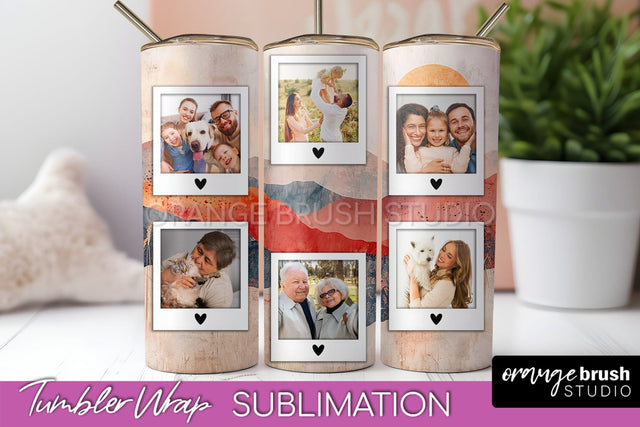 Photo Tumbler Wrap, Boho Family Frame Tumbler Sublimation Sublimation OrangeBrushStudio 