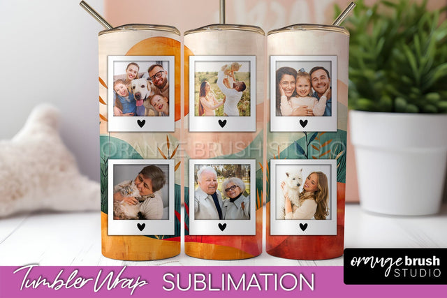 Photo Tumbler Wrap, Boho Family Frame Tumbler Sublimation Sublimation OrangeBrushStudio 