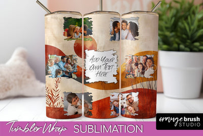 Photo Tumbler Wrap, Boho Family Frame Tumbler Sublimation Sublimation OrangeBrushStudio 