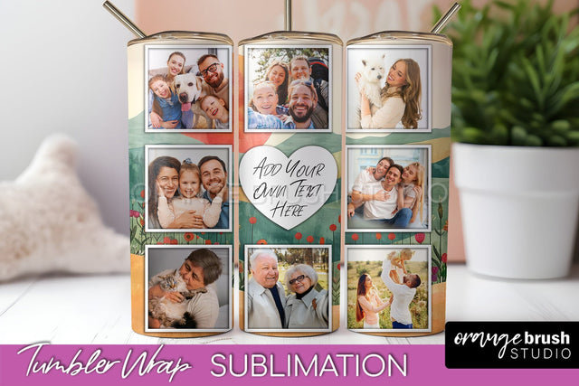Photo Tumbler Wrap, Boho Family Frame Tumbler Sublimation Sublimation OrangeBrushStudio 