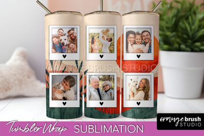 Photo Tumbler Wrap, Boho Family Frame Tumbler Sublimation Sublimation OrangeBrushStudio 