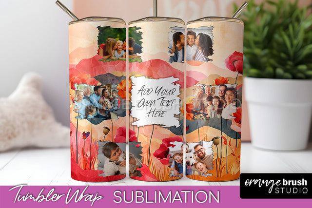 Photo Tumbler Wrap, Boho Family Frame Tumbler Sublimation Sublimation OrangeBrushStudio 