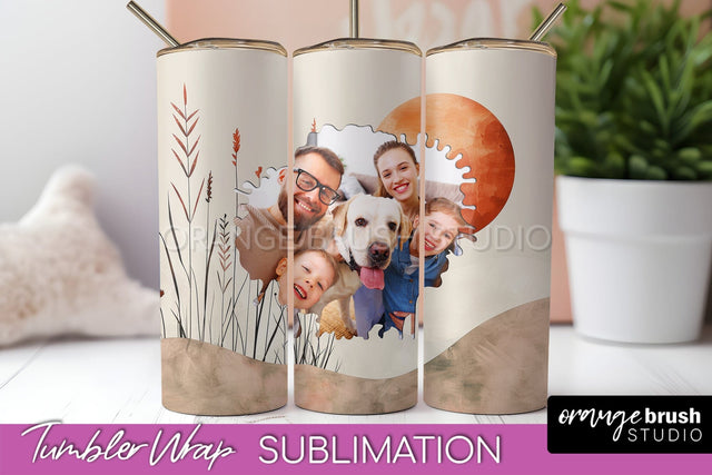 Photo Tumbler Wrap, Boho Family Frame Tumbler Sublimation Sublimation OrangeBrushStudio 
