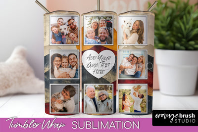 Photo Tumbler Wrap, Boho Family Frame Tumbler Sublimation Sublimation OrangeBrushStudio 