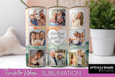 Photo Tumbler Wrap, Boho Family Frame Tumbler Sublimation Sublimation OrangeBrushStudio 
