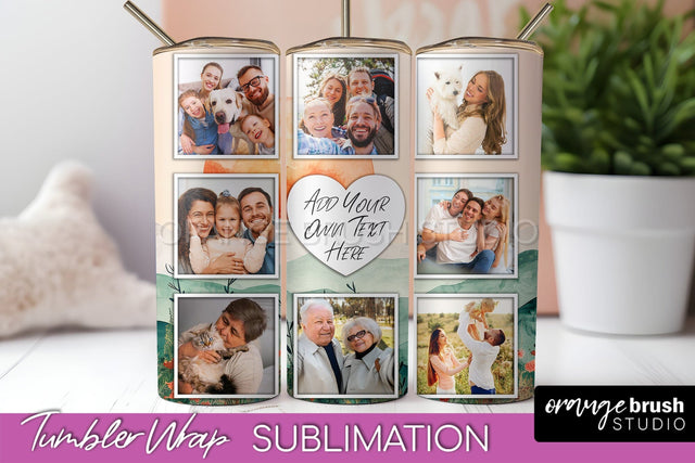Photo Tumbler Wrap, Boho Family Frame Tumbler Sublimation Sublimation OrangeBrushStudio 