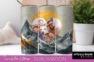 Photo Tumbler Wrap, Boho Family Frame Tumbler Sublimation Sublimation OrangeBrushStudio 