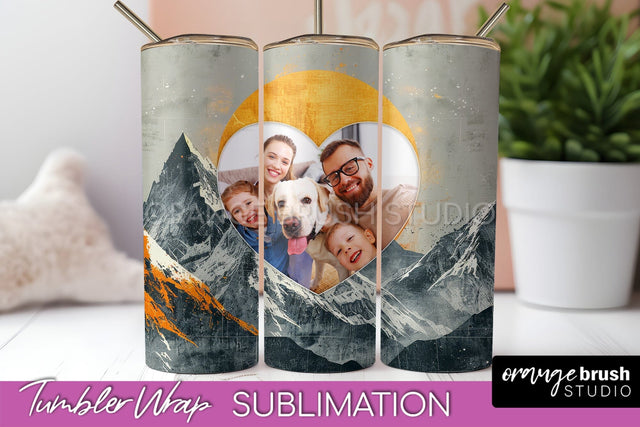 Photo Tumbler Wrap, Boho Family Frame Tumbler Sublimation Sublimation OrangeBrushStudio 