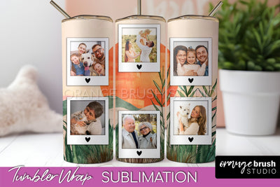 Photo Tumbler Wrap, Boho Family Frame Tumbler Sublimation Sublimation OrangeBrushStudio 