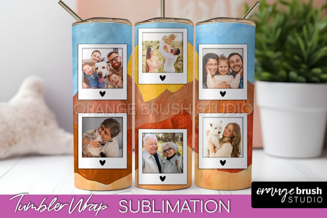 Photo Tumbler Wrap, Boho Family Frame Tumbler Sublimation Sublimation OrangeBrushStudio 