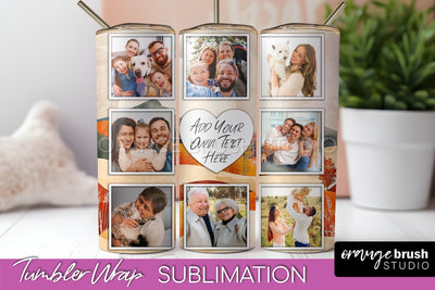 Photo Tumbler Wrap, Boho Family Frame Tumbler Sublimation Sublimation OrangeBrushStudio 