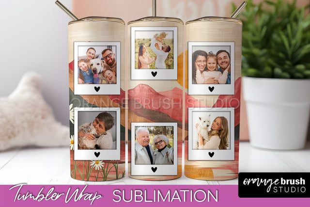 Photo Tumbler Wrap, Boho Family Frame Tumbler Sublimation Sublimation OrangeBrushStudio 