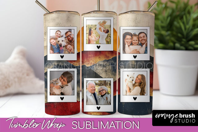 Photo Tumbler Wrap, Boho Family Frame Tumbler Sublimation Sublimation OrangeBrushStudio 