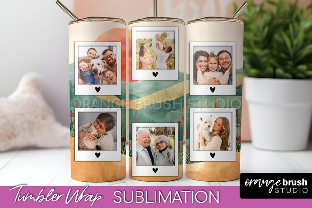 Photo Tumbler Wrap, Boho Family Frame Tumbler Sublimation Sublimation OrangeBrushStudio 