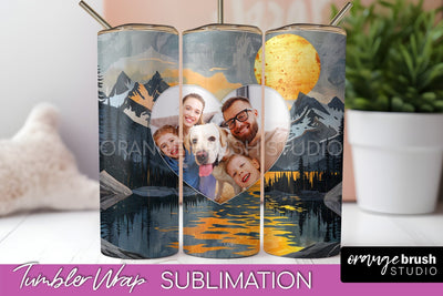 Photo Tumbler Wrap, Boho Family Frame Tumbler Sublimation Sublimation OrangeBrushStudio 