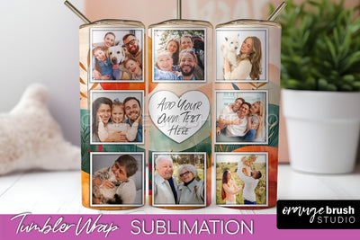 Photo Tumbler Wrap, Boho Family Frame Tumbler Sublimation Sublimation OrangeBrushStudio 