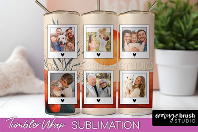 Photo Tumbler Wrap, Boho Family Frame Tumbler Sublimation Sublimation OrangeBrushStudio 