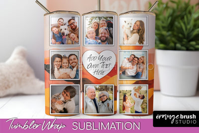 Photo Tumbler Wrap, Boho Family Frame Tumbler Sublimation Sublimation OrangeBrushStudio 