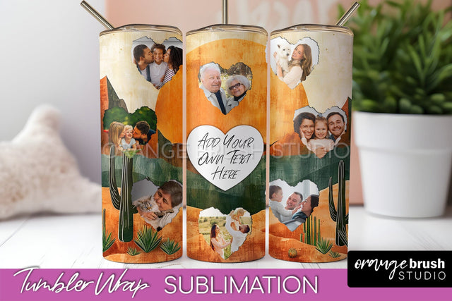 Photo Tumbler Wrap, Boho Family Frame Tumbler Sublimation Sublimation OrangeBrushStudio 
