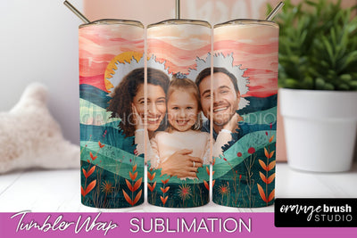 Photo Tumbler Wrap, Boho Family Frame Tumbler Sublimation Sublimation OrangeBrushStudio 