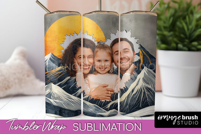 Photo Tumbler Wrap, Boho Family Frame Tumbler Sublimation Sublimation OrangeBrushStudio 