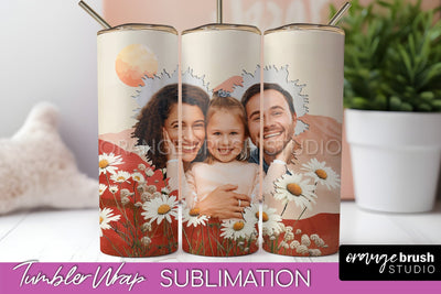 Photo Tumbler Wrap, Boho Family Frame Tumbler Sublimation Sublimation OrangeBrushStudio 