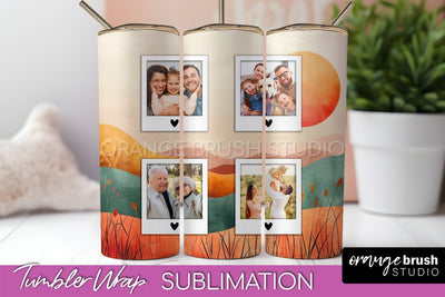 Photo Tumbler Wrap, Boho Family Frame Tumbler Sublimation Sublimation OrangeBrushStudio 