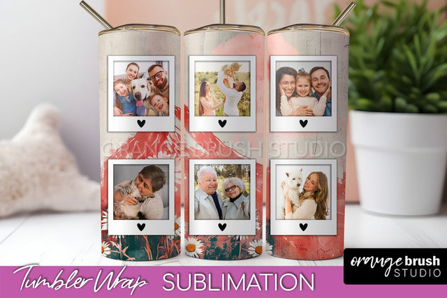 Photo Tumbler Wrap, Boho Family Frame Tumbler Sublimation Sublimation OrangeBrushStudio 