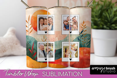 Photo Tumbler Wrap, Boho Family Frame Tumbler Sublimation Sublimation OrangeBrushStudio 