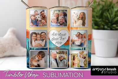 Photo Tumbler Wrap, Boho Family Frame Tumbler Sublimation Sublimation OrangeBrushStudio 