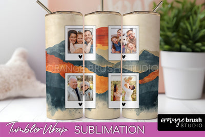 Photo Tumbler Wrap, Boho Family Frame Tumbler Sublimation Sublimation OrangeBrushStudio 