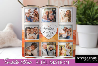Photo Tumbler Wrap, Boho Family Frame Tumbler Sublimation Sublimation OrangeBrushStudio 