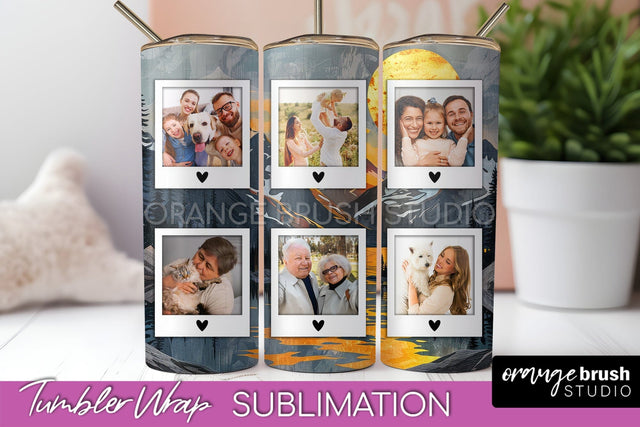 Photo Tumbler Wrap, Boho Family Frame Tumbler Sublimation Sublimation OrangeBrushStudio 