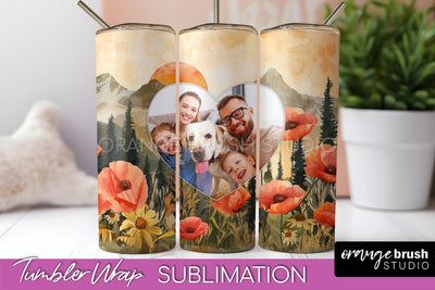 Photo Tumbler Wrap, Boho Family Frame Tumbler Sublimation Sublimation OrangeBrushStudio 