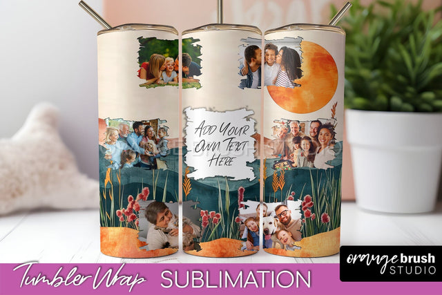 Photo Tumbler Wrap, Boho Family Frame Tumbler Sublimation Sublimation OrangeBrushStudio 