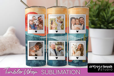 Photo Tumbler Wrap, Boho Family Frame Tumbler Sublimation Sublimation OrangeBrushStudio 