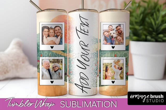 Photo Tumbler Wrap, Boho Family Frame Tumbler Sublimation Sublimation OrangeBrushStudio 